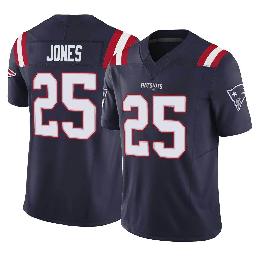 NE.Patriots #25 Marcus Jones Player Navy Limited Vapor F.U.S.E. Home Game Gdoa Stitched Jerseys