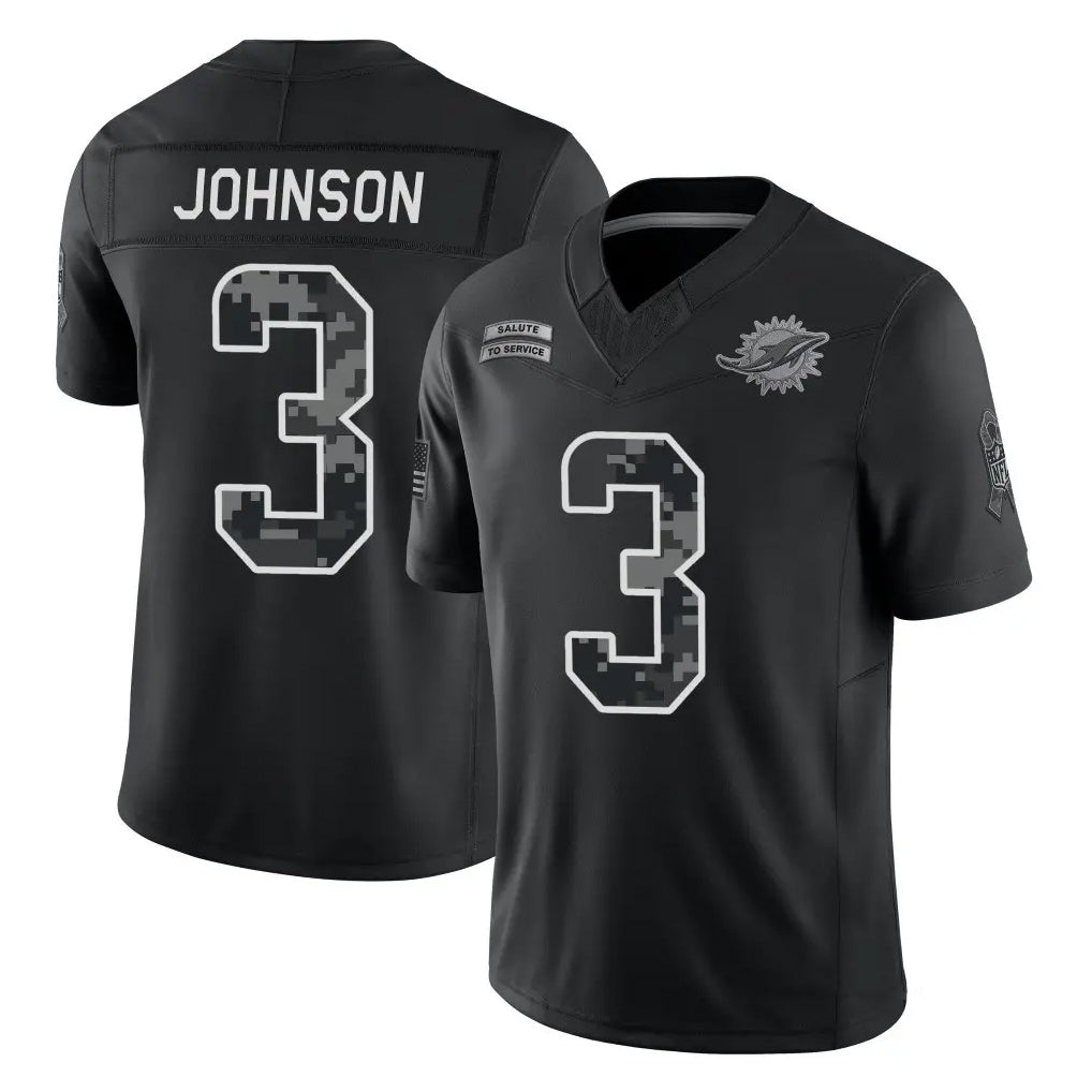M.Dolphins #3 Chris Johnson Player Black Limited 2026 Salute to Service Home Game Gdoa Stitched Jerseys