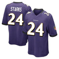 B.Ravens #24 Malaki Starks Player Purple Color Rush Home Game Gdoa Stitched Jerseys