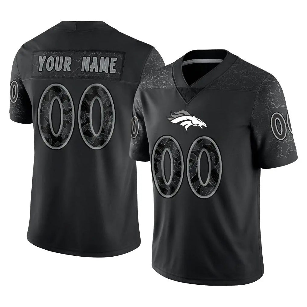 Custom D.Broncos Black Reflective Limited Any Name & Numbers Gdoa Stitched Jerseys