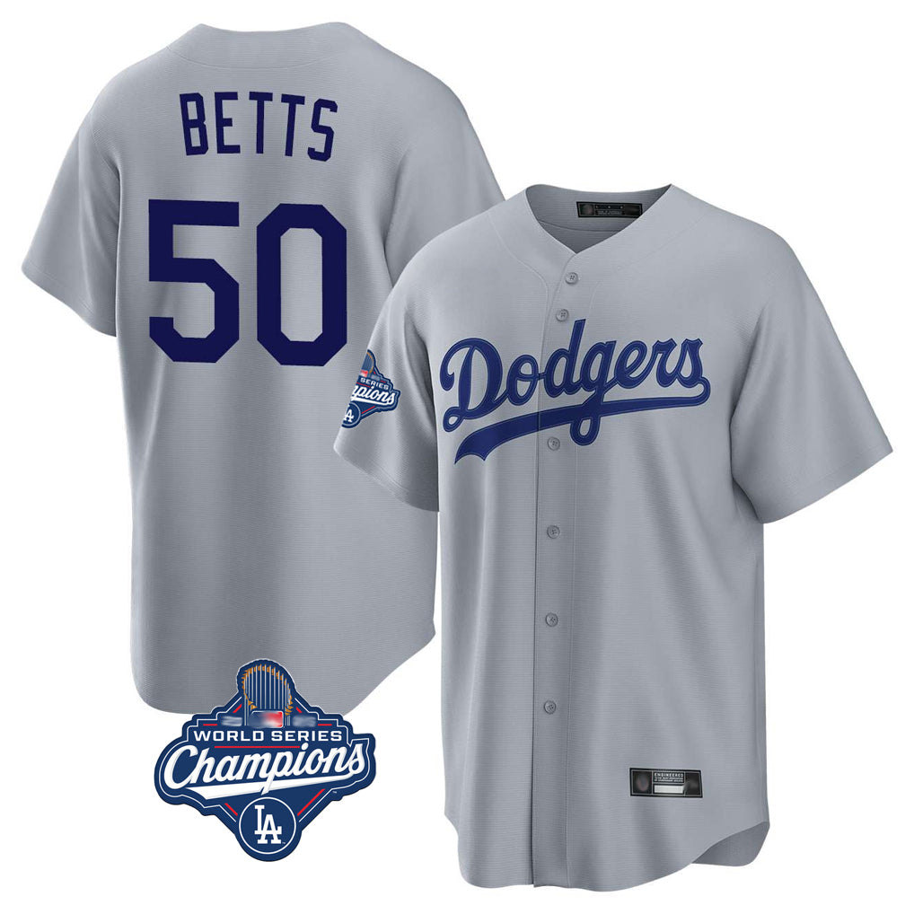 LA.Dodgers #50 Mookie Betts Player Gray World Series Meet Game Fdoa Stitched Jerseys