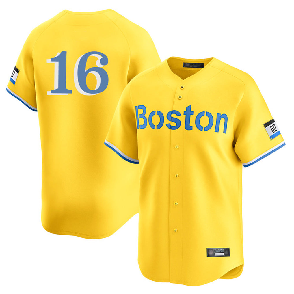 B.Red Sox #16 Jarren Duran Player Yellow Limited Home Game Gdoa Stitched Jerseys