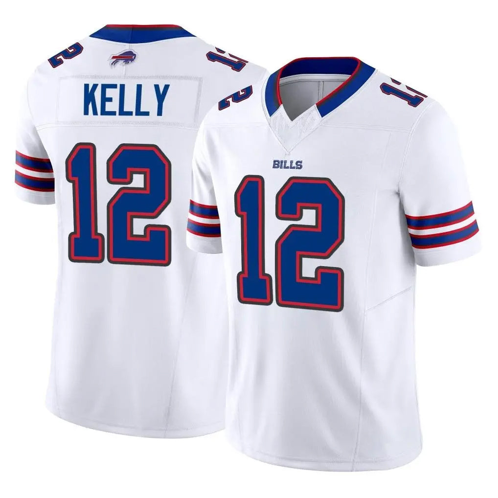 B.Bills #12 Jim Kelly Player White Vapor F.U.S.E. Limited Gdoa Stitched Jerseys