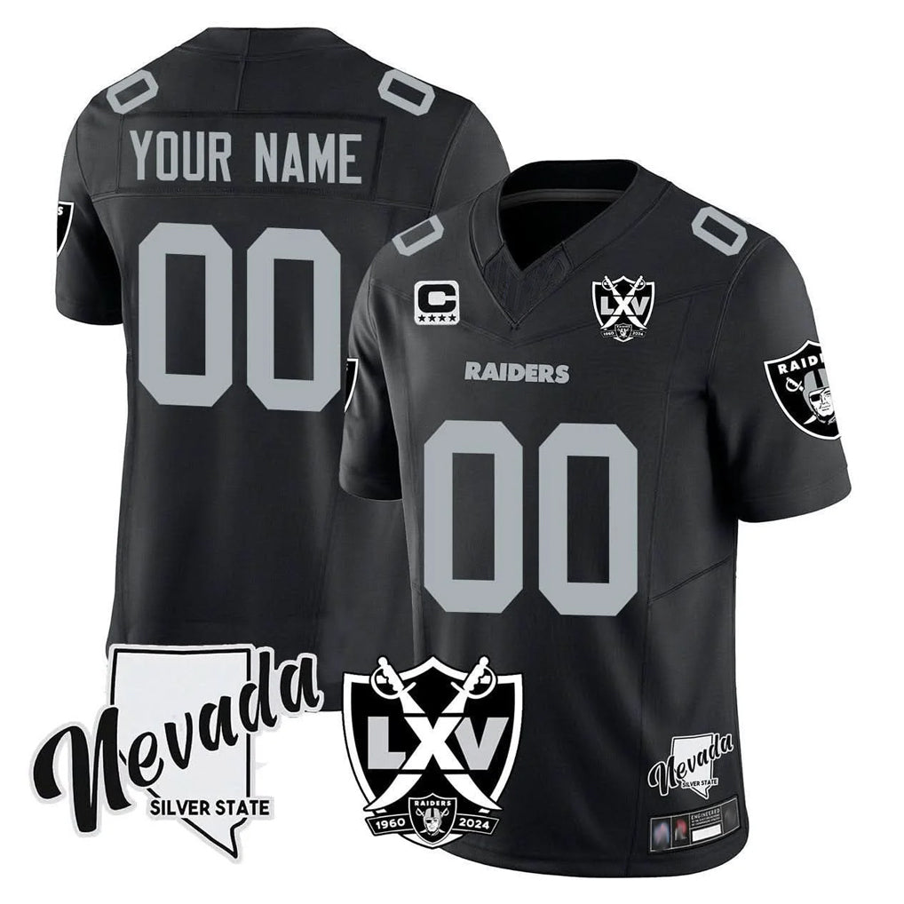 Custom LV.Raiders Black 65th Anniversary Vapor Limited Home Game Any Name & Numbers Gdoa Stitched Jerseys