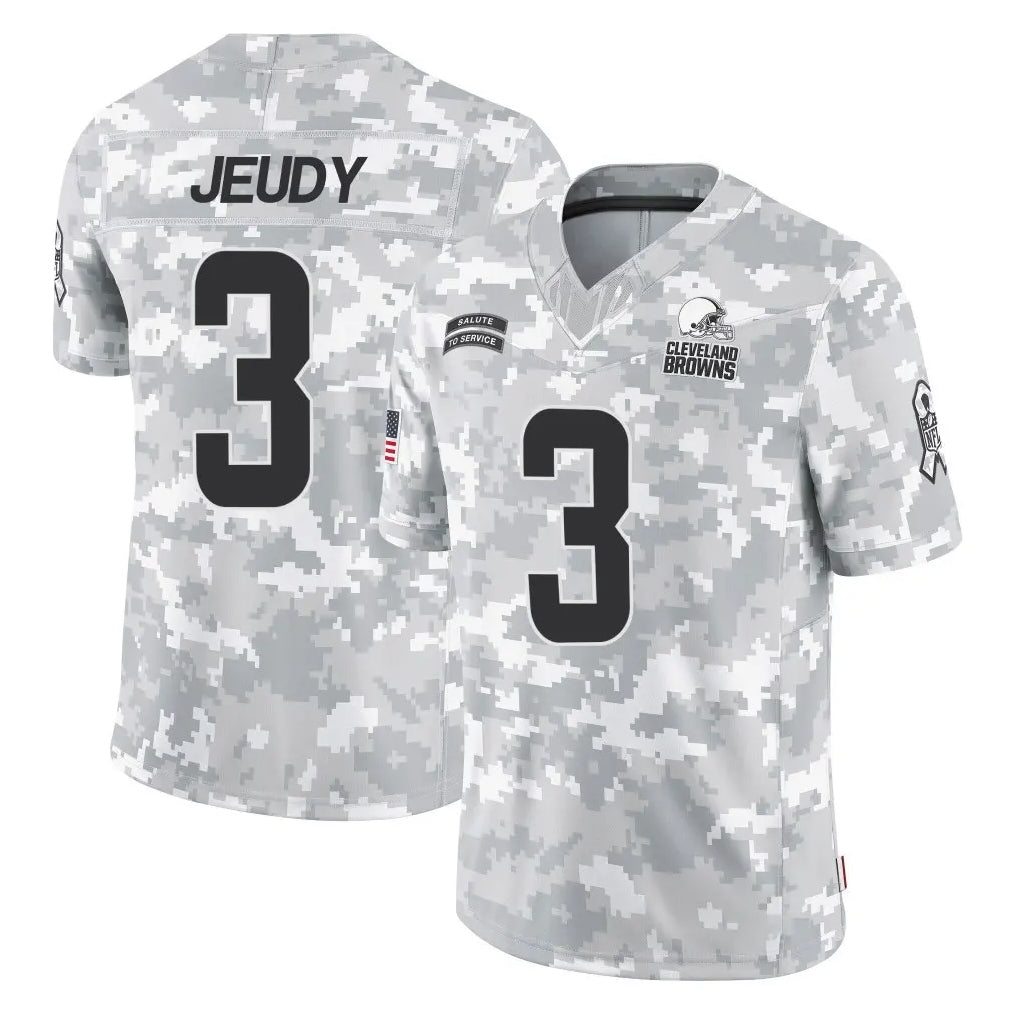 C.Browns #3 Jerry Jeudy Player Arctic Camo Salute to Service Limited Home Game Gdoa Stitched Jerseys