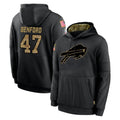 B.Bills #47 Christian Benford Player Black Salute to Service Hoodies Hame Gdoa Stitched Jerseys