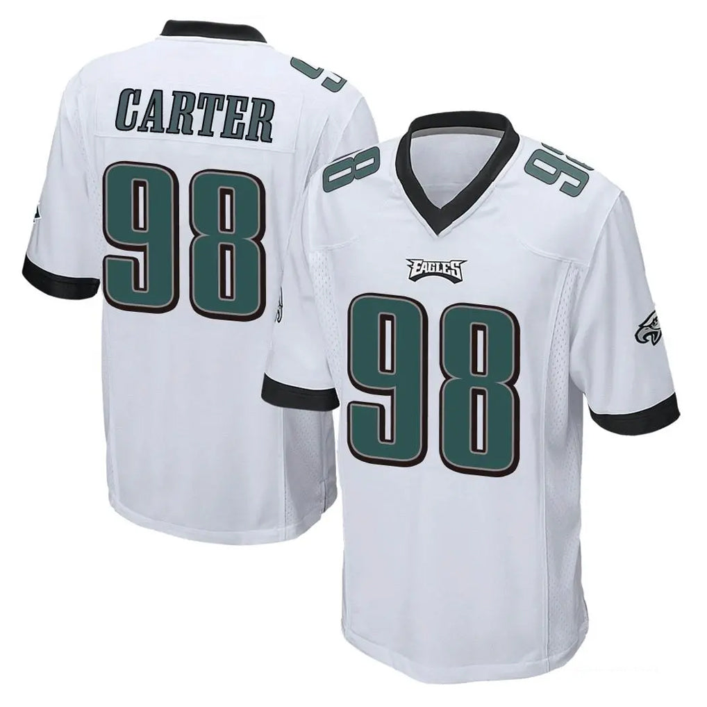 P.Eagles #98 Jalen Carter Player White Home Game Gdoa Stitched Jerseys