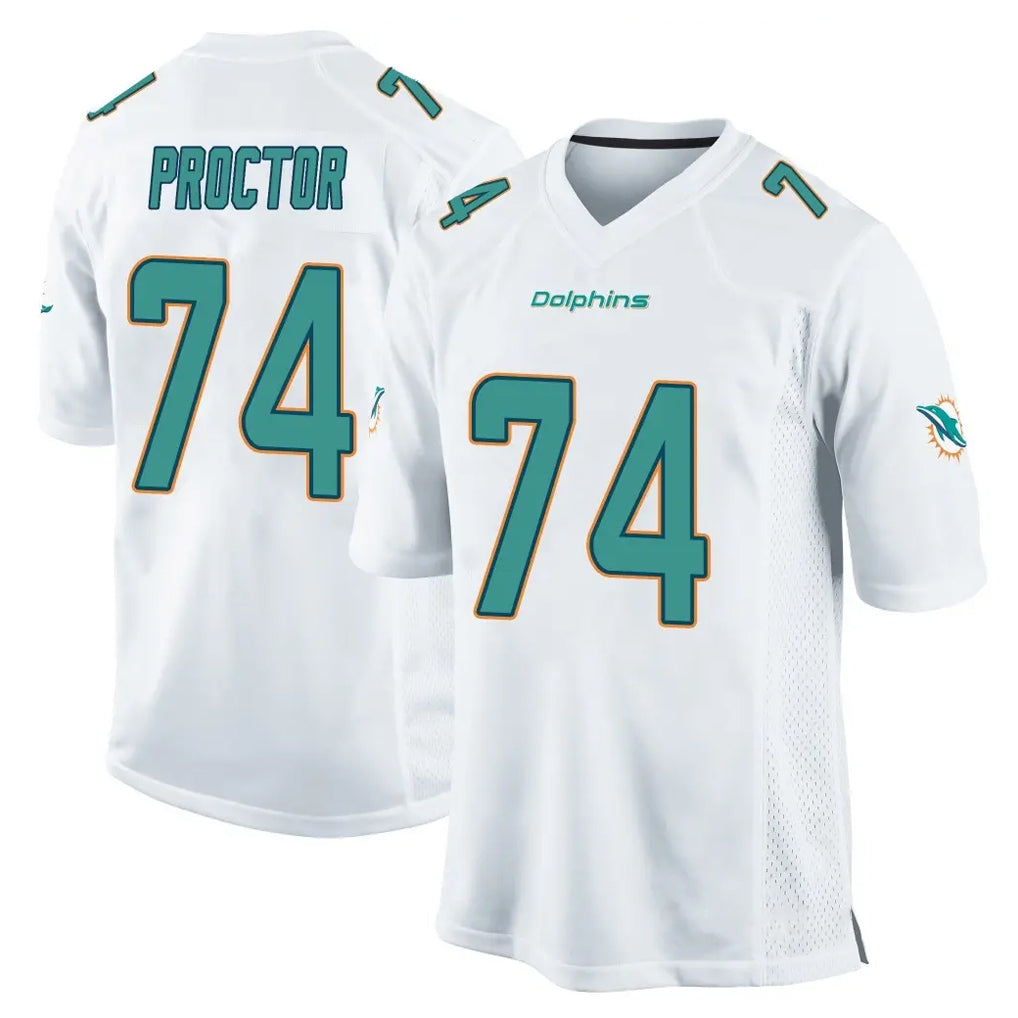 M.Dolphins #74 Kadyn Proctor Player White Home Game Gdoa Stitched Jerseys