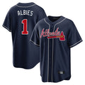 A.Braves #1 Ozzie Albies Player Navy Home Game Gdoa Stitched Jerseys