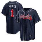 A.Braves #1 Ozzie Albies Player Navy Home Game Gdoa Stitched Jerseys