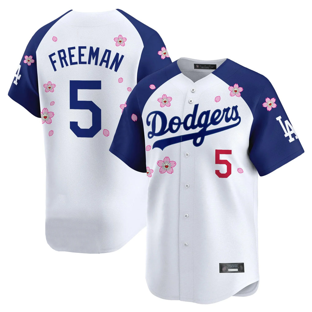 LA.Dodgers #5 Freddie Freeman Player White-Royal Tokyo Series Vapor Premier Limited Fdoa Stitched Jerseys