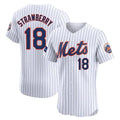 NY.Mets #18 Darryl Strawberry Player White Home Limited Elite Fdoa Stitched Jerseys