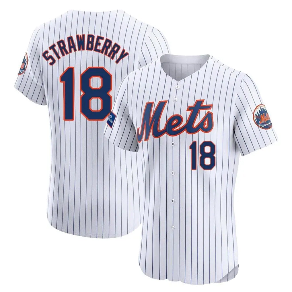 NY.Mets #18 Darryl Strawberry Player White Home Limited Elite Fdoa Stitched Jerseys