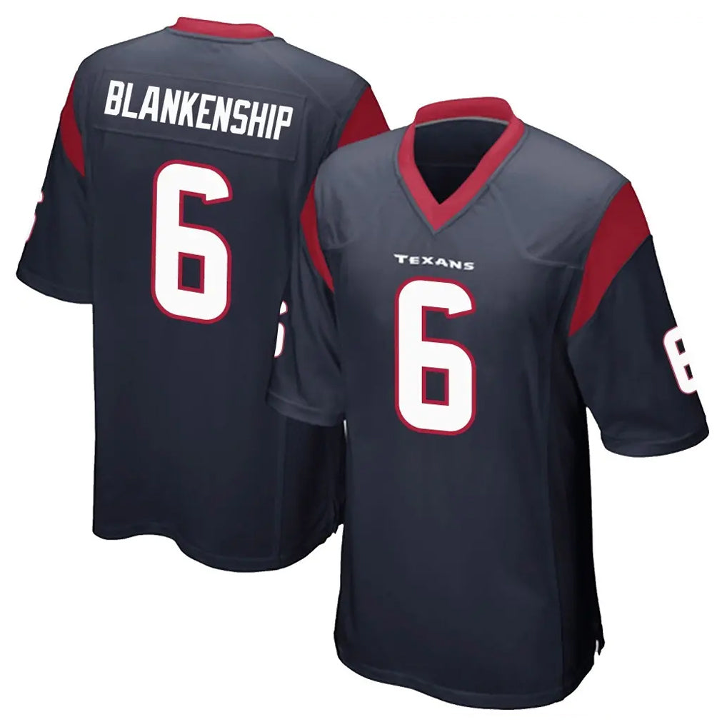 H.Texans #6 Reed Blankenship Player Navy Home Game Gdoa Stitched Jerseys