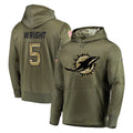 M.Dolphins #5 Jaylen Wright Player Olive Salute to Service Pullover Hoodies Home Game Gdoa Stitched Jerseys