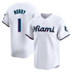 M.Marlins #1 Connor Norby Player White  Home Limited Fdoa Stitched Jerseys