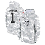 M.Vikings #1 Kyler Murray Player Arctic Camo Salute to Service Pullover Hoodies Limited Game Gdoa Stitched Jerseys