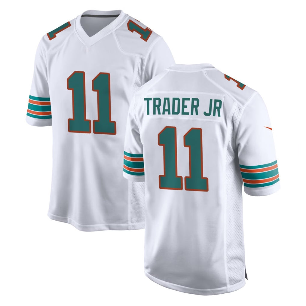 M.Dolphins #11 Dante Trader Jr. Player White Limited Home Game Gdoa Stitched Jerseys