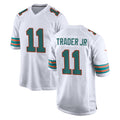 M.Dolphins #11 Dante Trader Jr. Player White Limited Home Game Gdoa Stitched Jerseys