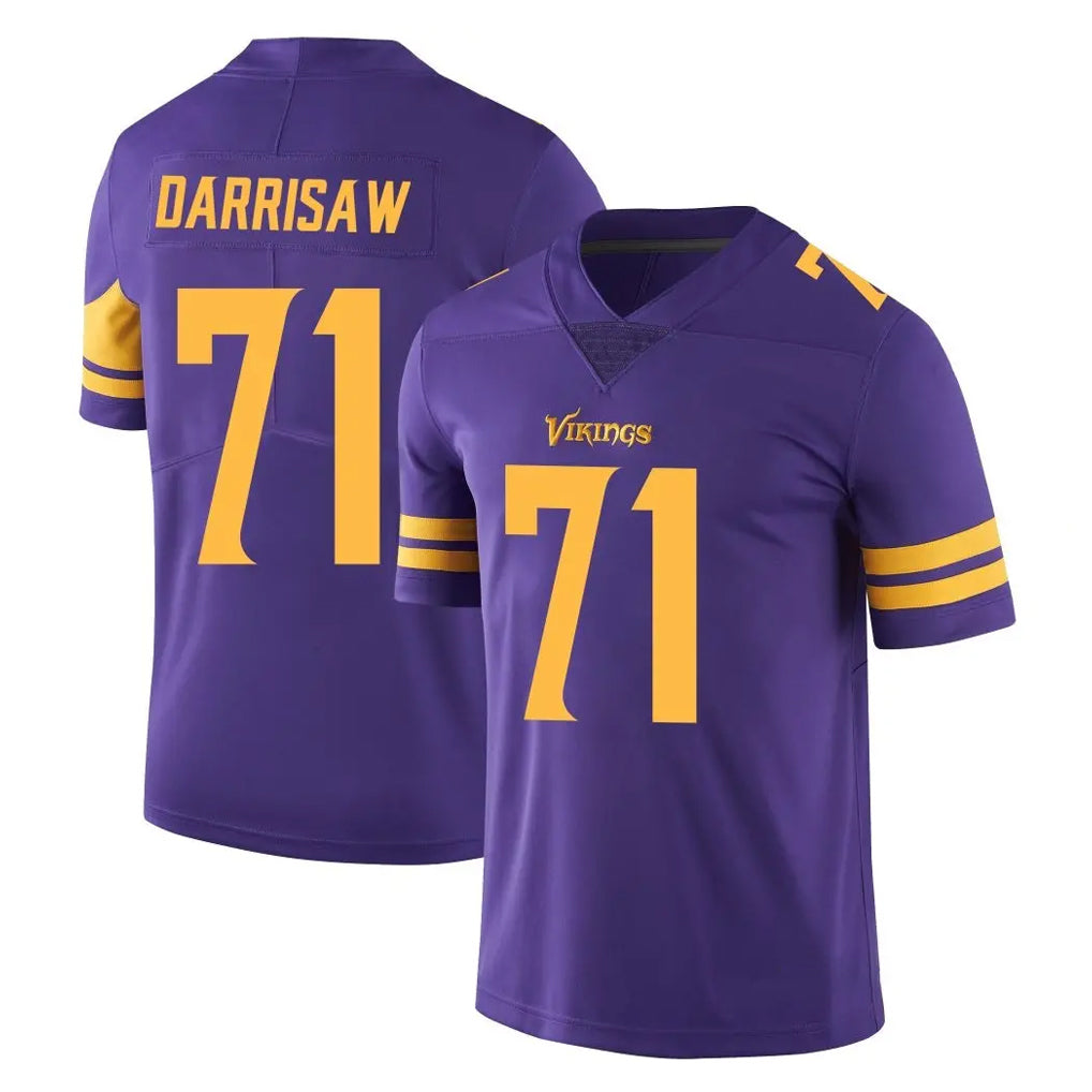 M.Vikings #71 Christian Darrisaw Player Purple Limited Color Rush Home Game Gdoa Stitched Jerseys