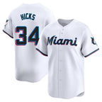 M.Marlins #34 Liam Hicks Player White  Home Limited Fdoa Stitched Jerseys