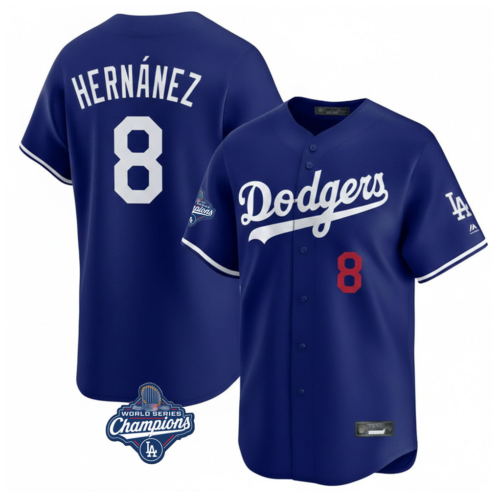 LA.Dodgers #8 Enrique Hern¨¢ndez Player Royal World Series Meet Limited Home Fdoa Stitched Jerseys