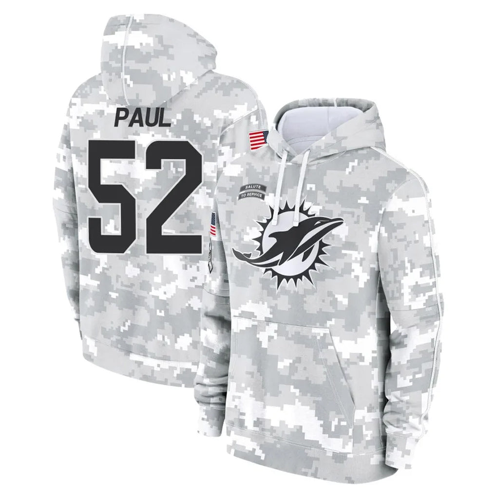 M.Dolphins #52 Patrick Paul Player Arctic Camo Salute to Service Hoodies Limited Game Gdoa Stitched Jerseys
