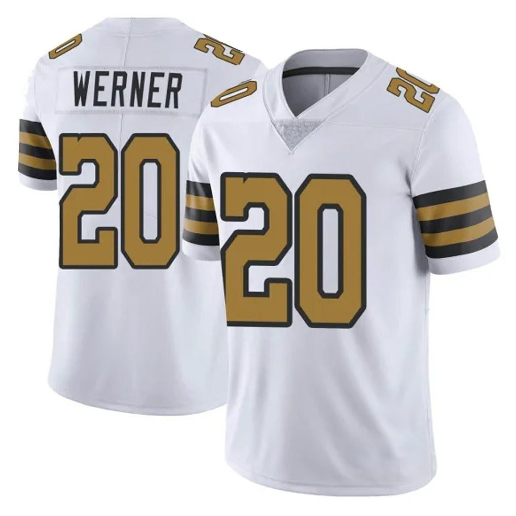 NO.Saints #20 Pete Werner Player White Limited Color Rush Home Game Gdoa Stitched Jerseys
