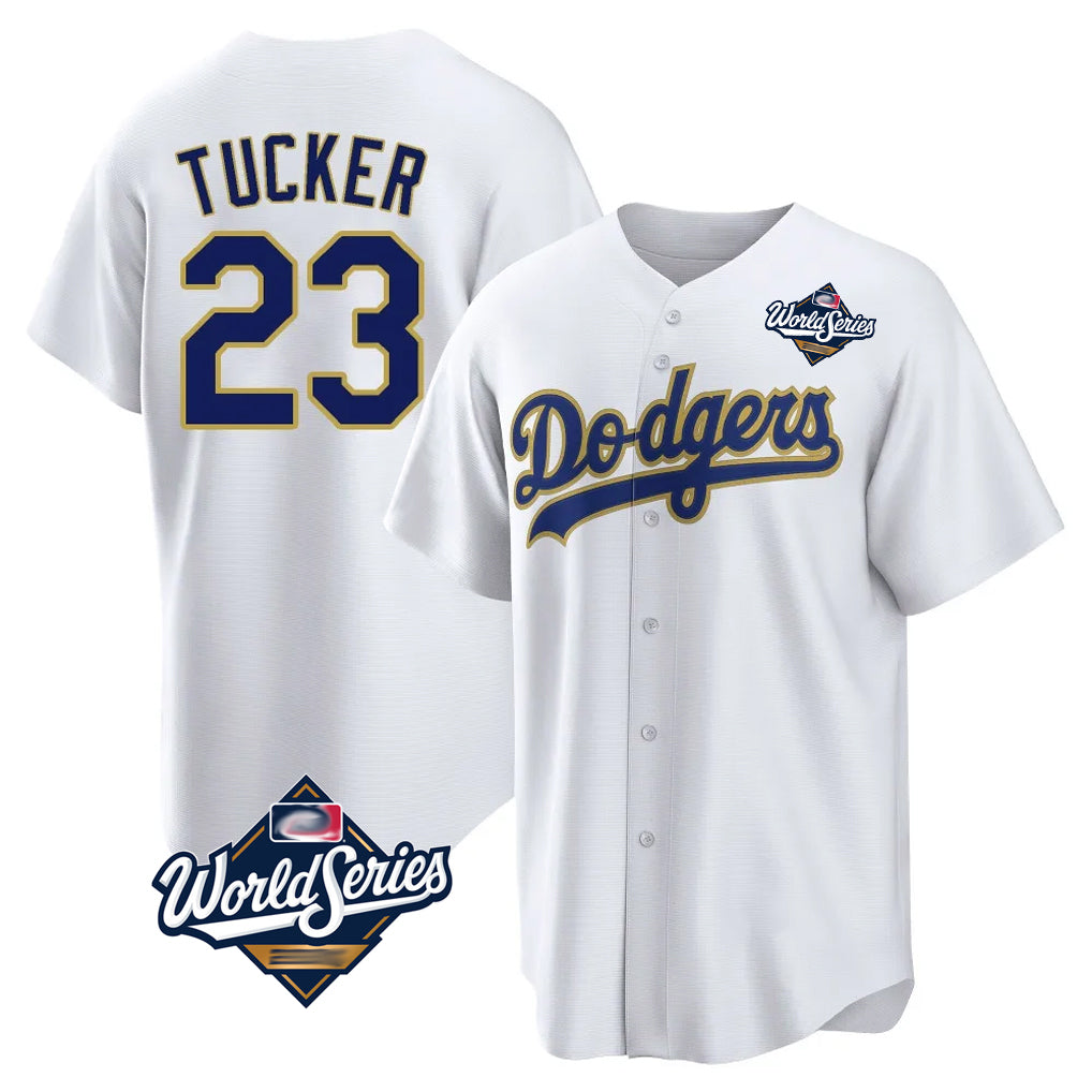 LA.Dodgers #23 Kyle Tucker Player Gold White World Series 2026 Collection Stadium Game Fdoa Stitched Jerseys