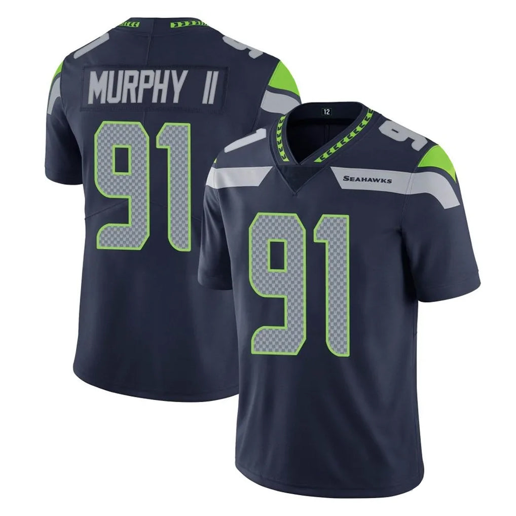 S.Seahawks #91 Byron Murphy II Player Navy Limited Vapor Untouchable Home Game Gdoa Stitched Jerseys
