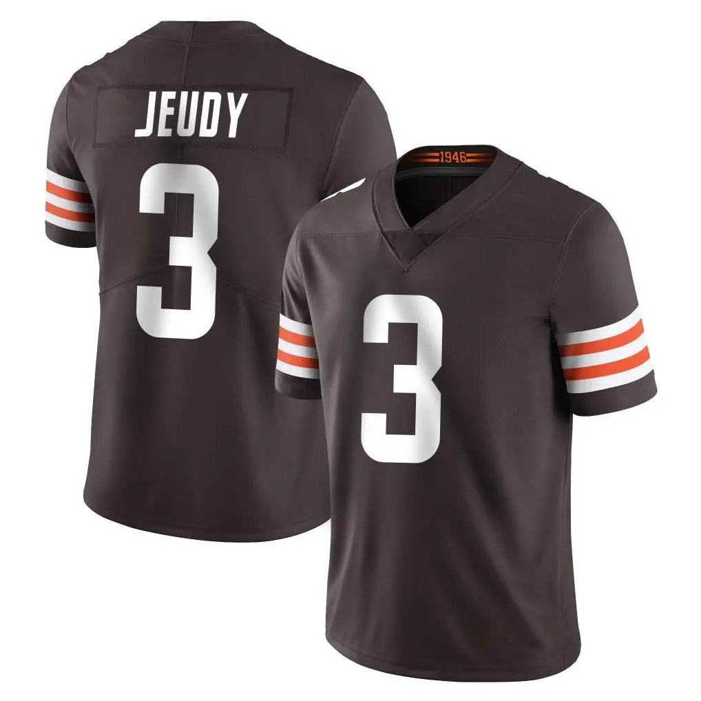 C.Browns #3 Jerry Jeudy Player Brown Color Vapor Untouchable Limited Home Game Gdoa Stitched Jerseys