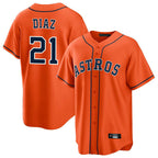 H.Astros #21 Yainer Diaz Player Orange Home Game Gdoa Stitched Jerseys