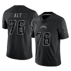 LA.Chargers #76 Joe Alt Player Black Limited Reflective Home Game Gdoa Stitched Jerseys
