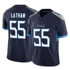 T.Titans #55 JC Latham Player Navy Limited Vapor F.U.S.E. Home Game Gdoa Stitched Jerseys