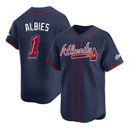 A.Braves #1 Ozzie Albies player Navy Limited 2025 Speedway Classic Alternate Stitched Jerseys