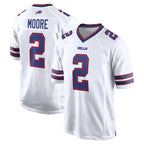 B.Bills #2 DJ Moore Player White Home Game Gdoa Stitched Jerseys