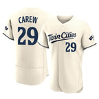 M.Twins #29 Rod Carew Player Cream Home Limited Elite Fdoa Stitched Jerseys