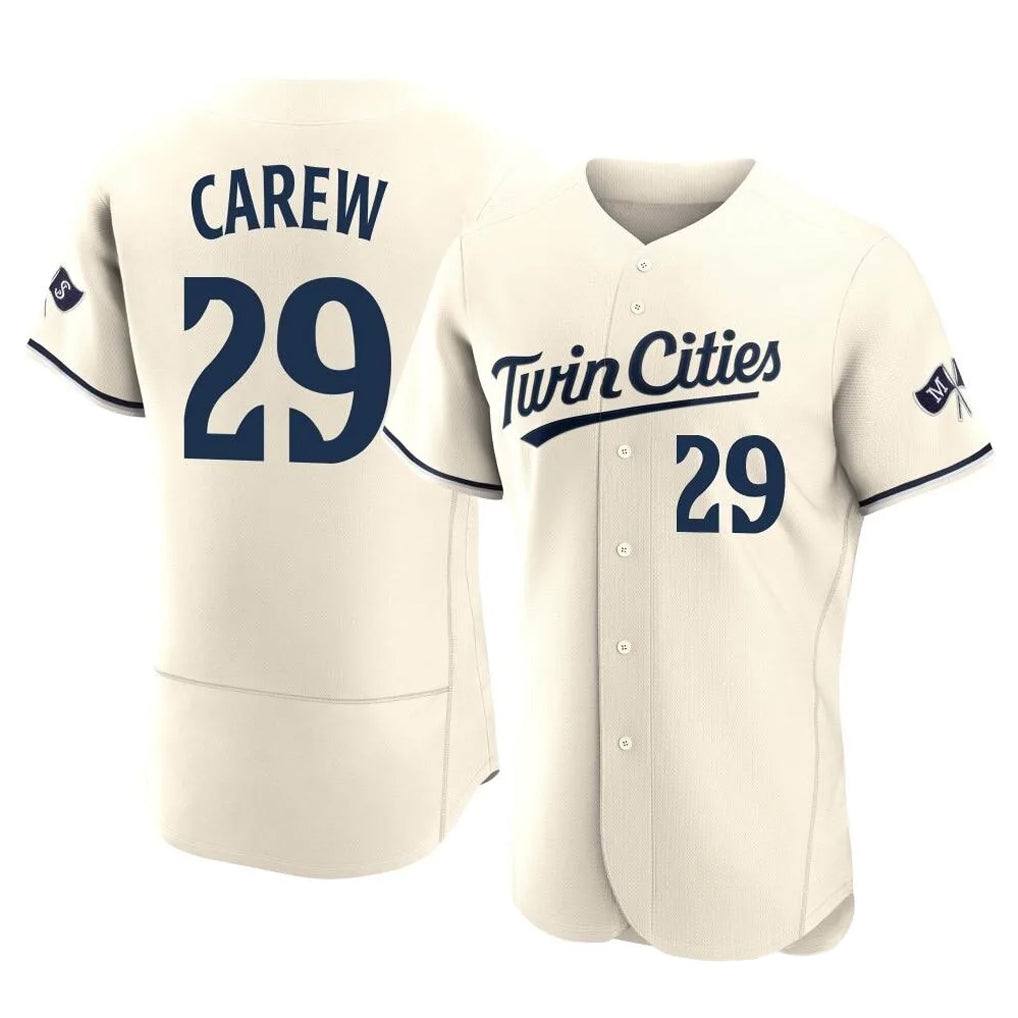 M.Twins #29 Rod Carew Player Cream Home Limited Elite Fdoa Stitched Jerseys
