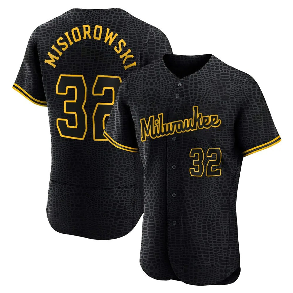M.Brewers #32 Jacob Misiorowski Player Black Snake Skin City Home Limited Elite Fdoa Stitched Jerseys