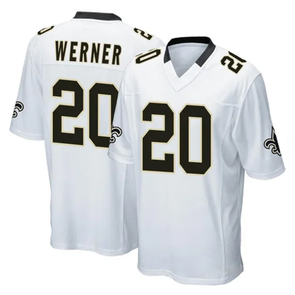 NO.Saints #20 Pete Werner Player White Home Game Gdoa Stitched Jerseys
