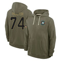 M.Dolphins #74 Kadyn Proctor Player Olive Salute to Service Pullover Hoodies Limited Gdoa Stitched Jerseys