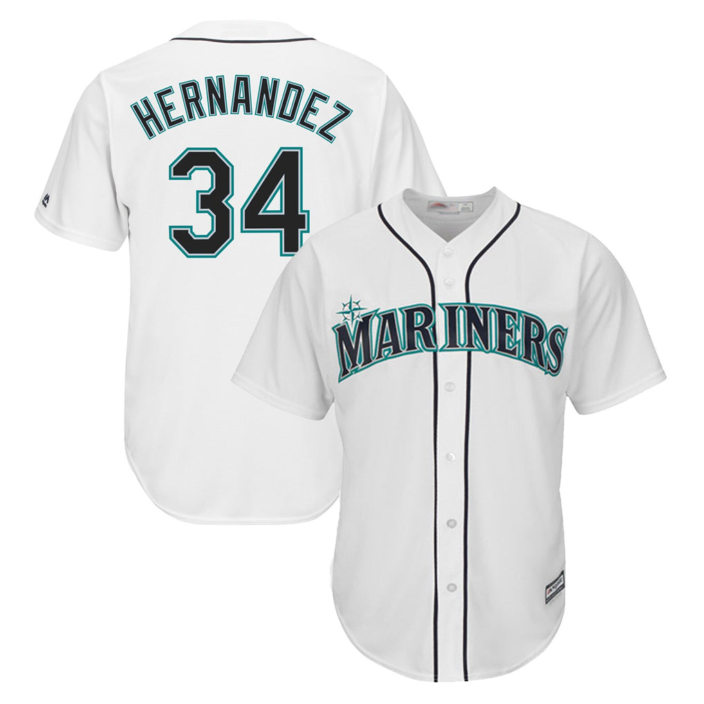 S.Mariners #34 Felix Hernandez Player White Majestic Home Cool Base Limited Fdoa Stitched Jerseys
