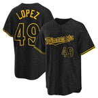 M.Twins #49 Pablo Lopez Player Black Snake Skin City Home Game Fdoa Stitched Jerseys