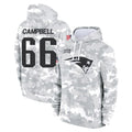 NE.Patriots #66 Will Campbell Player Arctic Camo Salute to Service Pullover Hoodies Limited Game Gdoa Stitched Jerseys