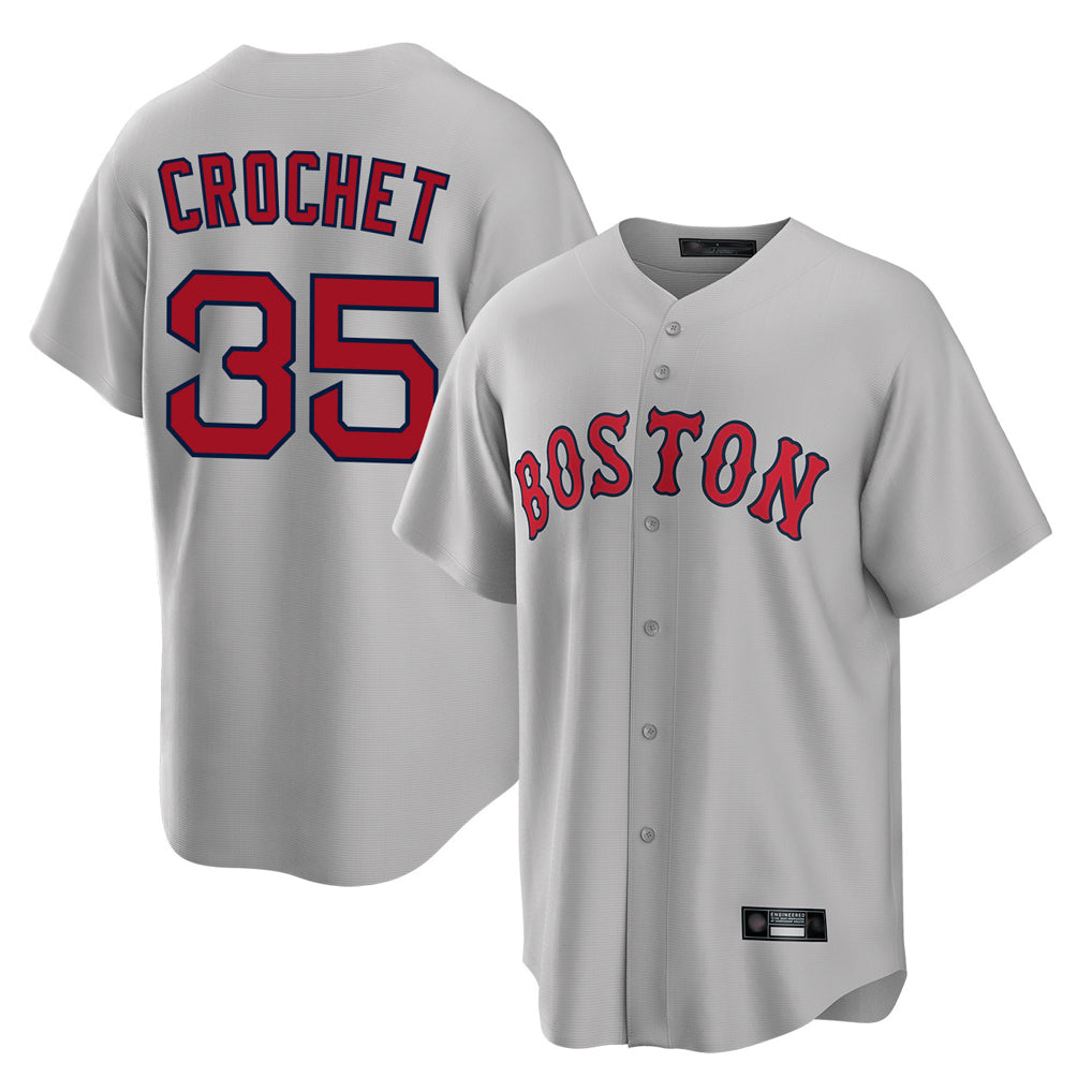 B.Red Sox #35 Garrett Crochet Player Gray Road Home Game Gdoa Stitched Jerseys