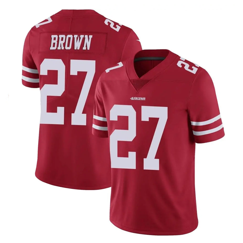 SF.49ers #27 Ji'Ayir Brown Player Red Limited Vapor Untouchable Home Game Gdoa Stitched Jerseys