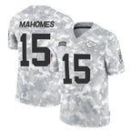KC.Chiefs #15 Patrick Mahomes Player Arctic Camo Salute To Service Limited Game Gdoa Stitched Jerseys