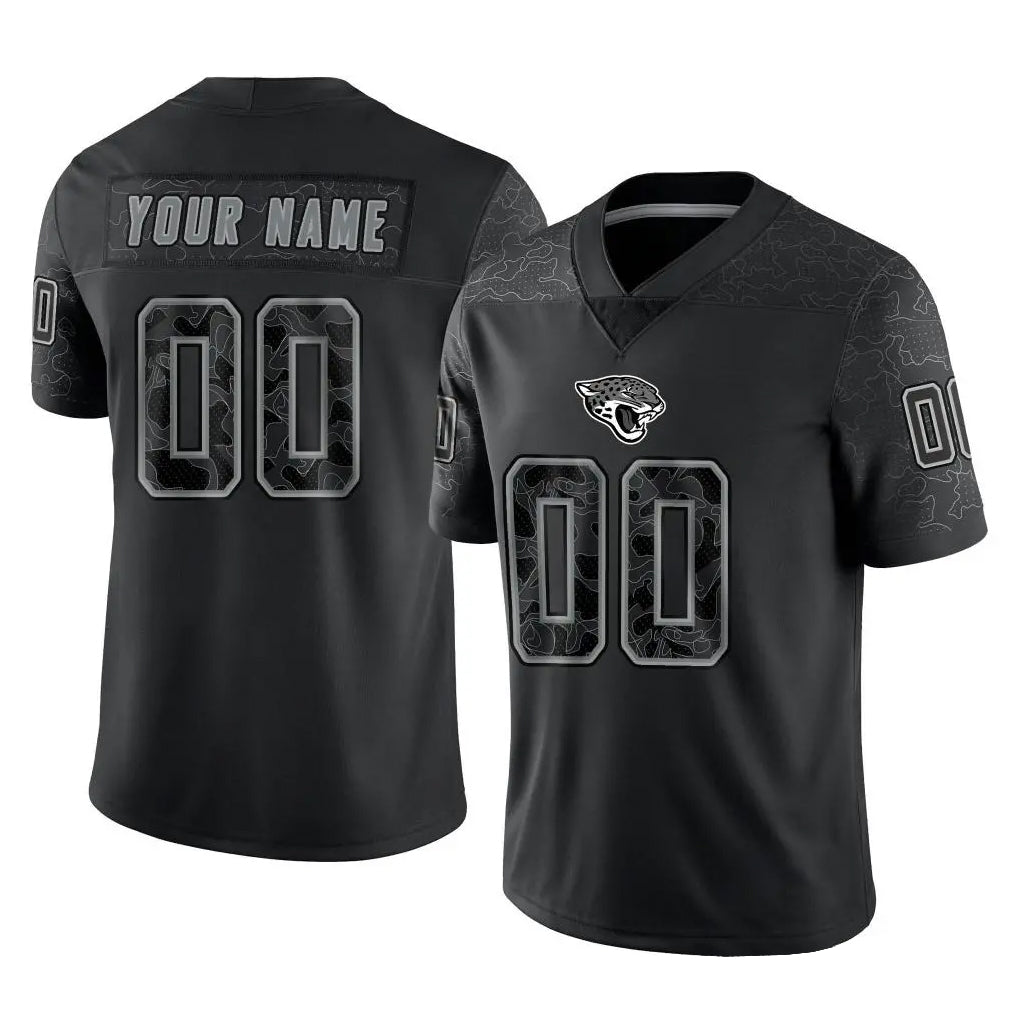 Custom J.Jaguars Black Reflective Limited Game Any Name & Numbers Gdoa Stitched Jerseys