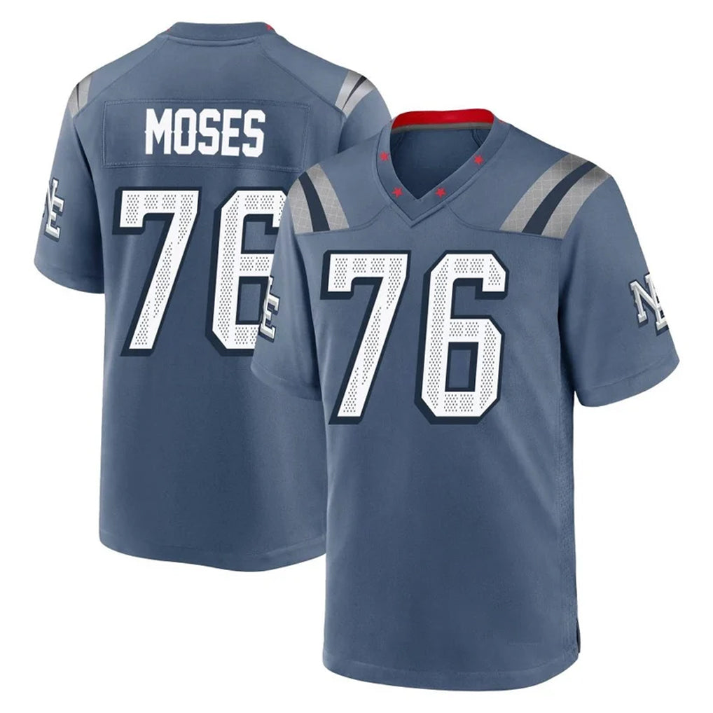 NE.Patriots #76 Morgan Moses Player Blue Rivalries Collection Home Game Gdoa Stitched Jerseys