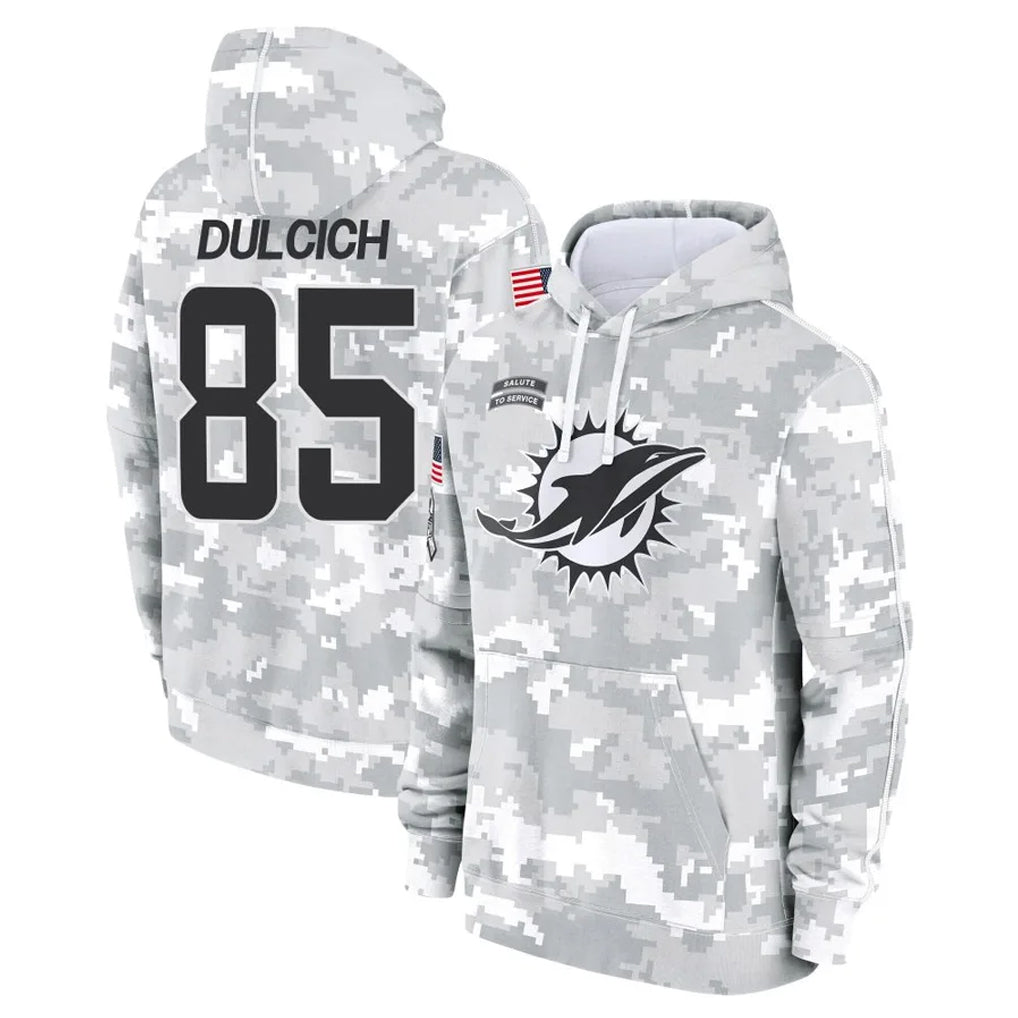 M.Dolphins #85 Greg Dulcich Player Arctic Camo Salute to Service Hoodies Limited Game Gdoa Stitched Jerseys